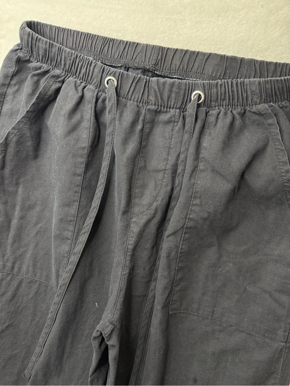 Black Drawstring Casual Pants, Trousers size Medium - Picture 4 of 11